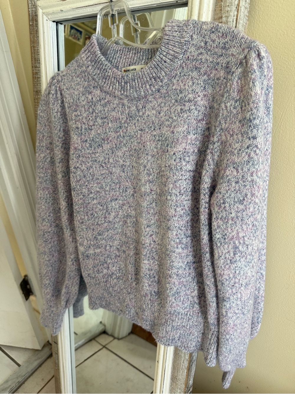 💜Marine Layer Alma Puff Sleeve Pullover Crewneck Sweater Purple Heather XS - Picture 4 of 8